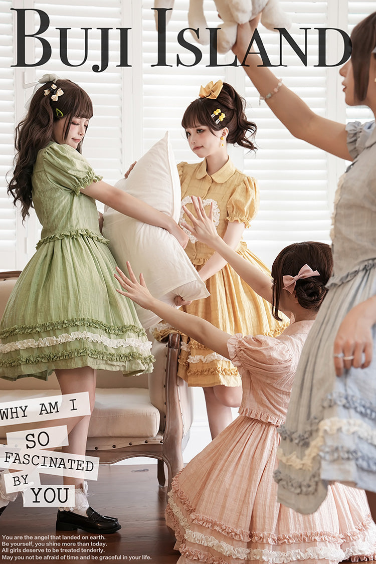 Sweet Lolita JSK - Buji Island, 4 Colors, Ruffled, Bow Detail - additional product view 4