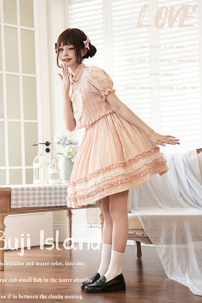 Sweet Lolita JSK - Buji Island, 4 Colors, Ruffled, Bow Detail - additional product view 8