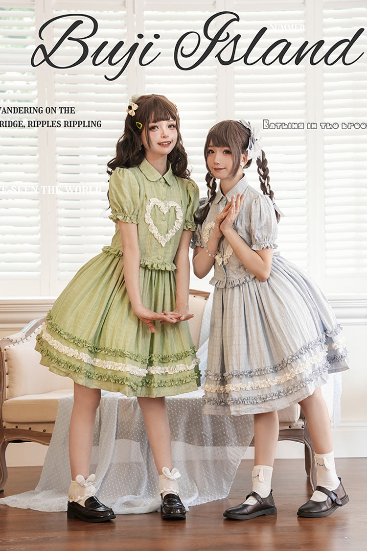 Sweet Lolita JSK - Buji Island, 4 Colors, Ruffled, Bow Detail - main product image