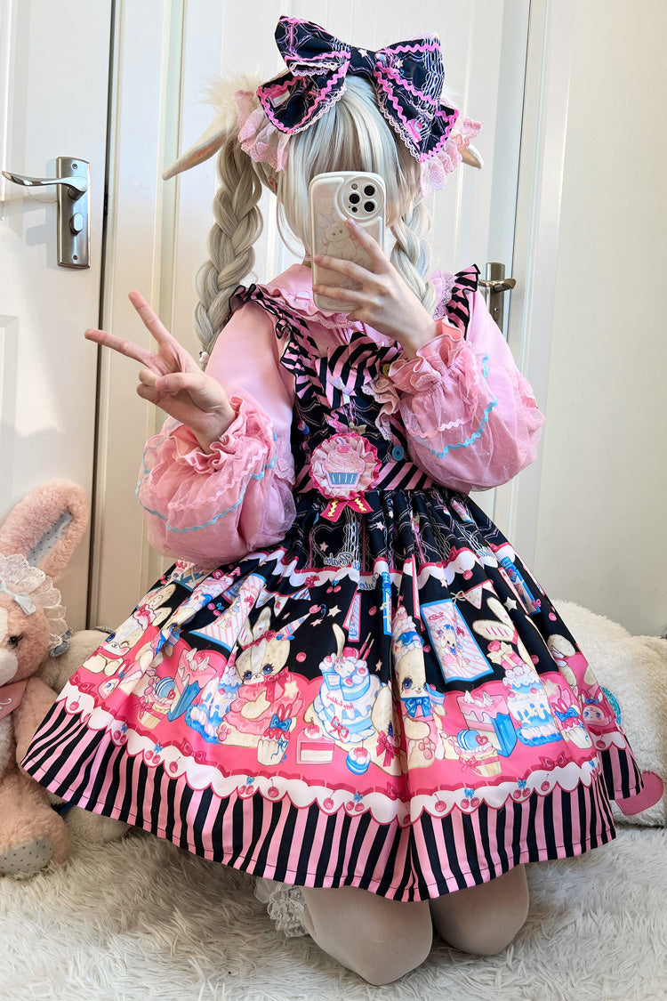 Sweet Lolita JSK - Bunny Pastry Chef, 3 Colors, Bow Detail, Printed, Gothic Style - additional product view 4