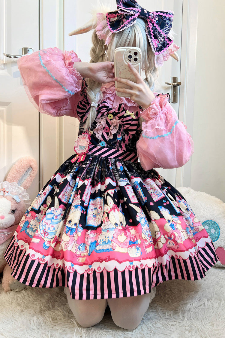 Sweet Lolita JSK - Bunny Pastry Chef, 3 Colors, Bow Detail, Printed, Gothic Style - additional product view 6