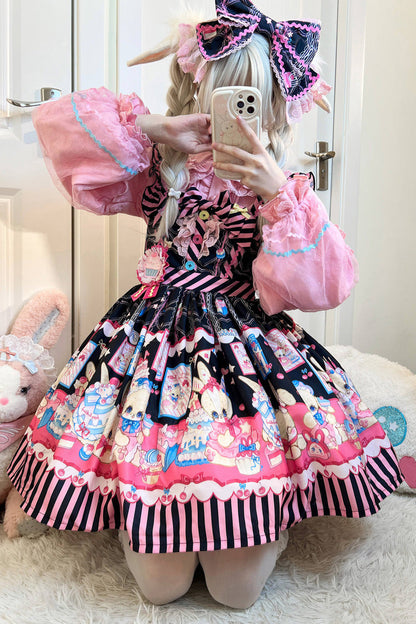 Sweet Lolita JSK - Bunny Pastry Chef, 3 Colors, Bow Detail, Printed, Gothic Style - additional product view 6