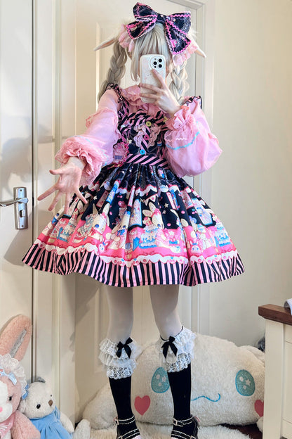 Sweet Lolita JSK - Bunny Pastry Chef, 3 Colors, Bow Detail, Printed, Gothic Style - additional product view 7
