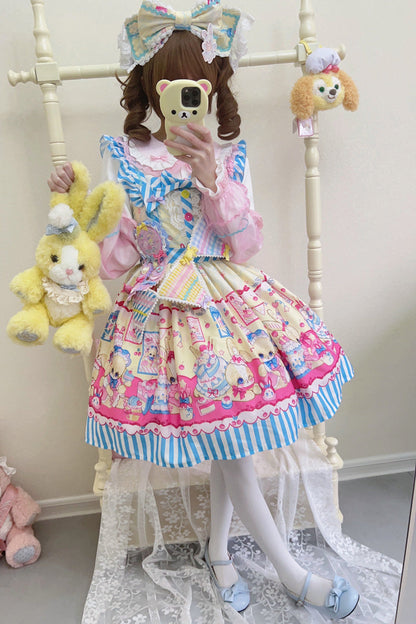Sweet Lolita JSK - Bunny Pastry Chef, 3 Colors, Bow Detail, Printed, Gothic Style - additional product view 11