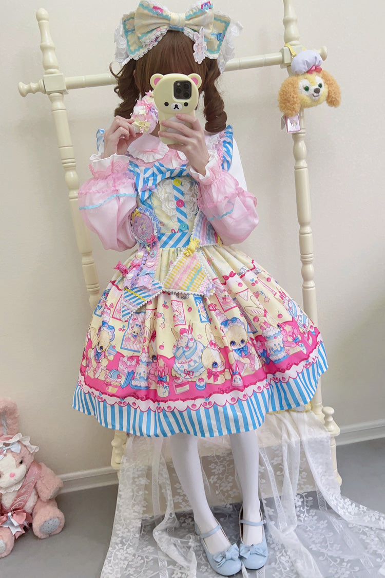 Sweet Lolita JSK - Bunny Pastry Chef, 3 Colors, Bow Detail, Printed, Gothic Style - additional product view 12