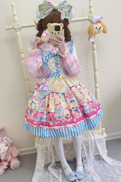 Sweet Lolita JSK - Bunny Pastry Chef, 3 Colors, Bow Detail, Printed, Gothic Style - additional product view 12