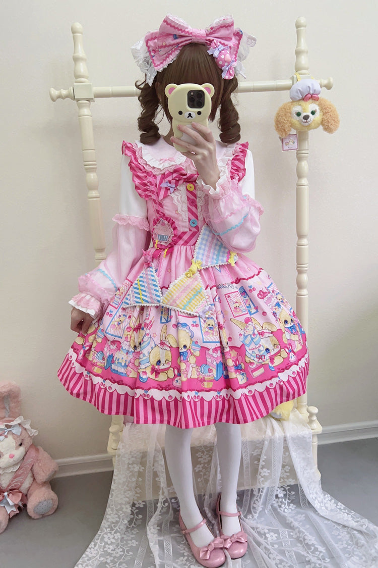 Sweet Lolita JSK - Bunny Pastry Chef, 3 Colors, Bow Detail, Printed, Gothic Style - additional product view 14