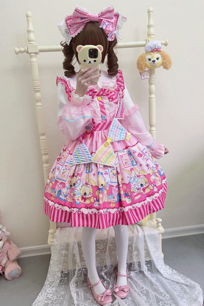 Sweet Lolita JSK - Bunny Pastry Chef, 3 Colors, Bow Detail, Printed, Gothic Style - additional product view 15