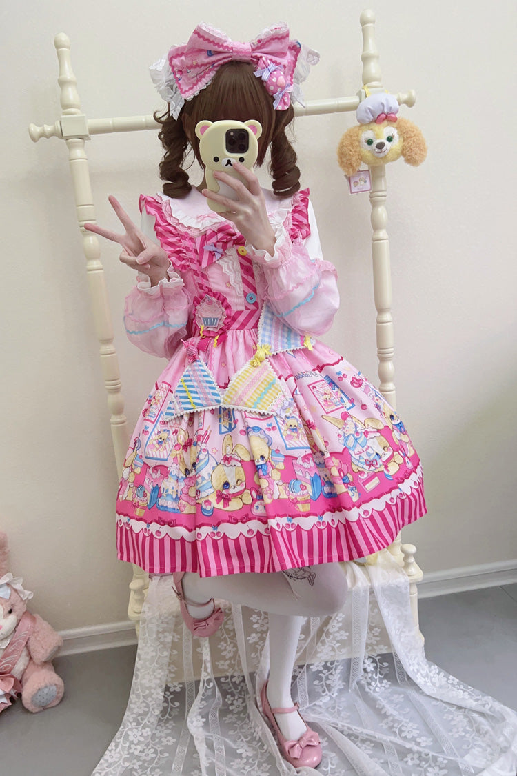 Sweet Lolita JSK - Bunny Pastry Chef, 3 Colors, Bow Detail, Printed, Gothic Style - additional product view 16