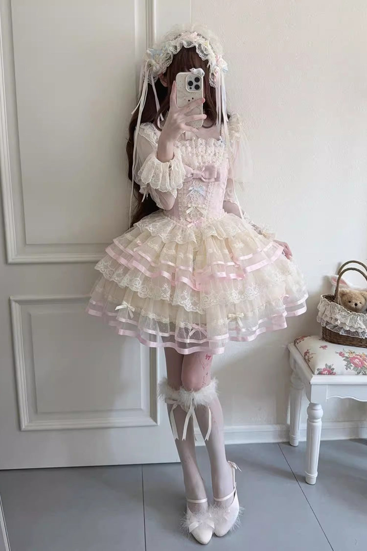 Sweet Lolita JSK - Butterfly Heart Ballet, Pink, Layered, Ballet-Inspired Style - additional product view 2