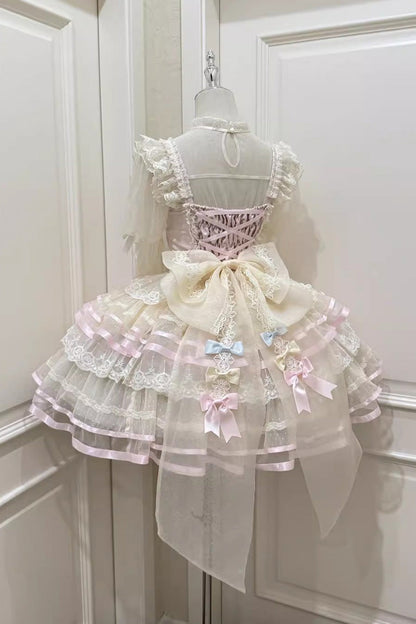 Sweet Lolita JSK - Butterfly Heart Ballet, Pink, Layered, Ballet-Inspired Style - additional product view 4