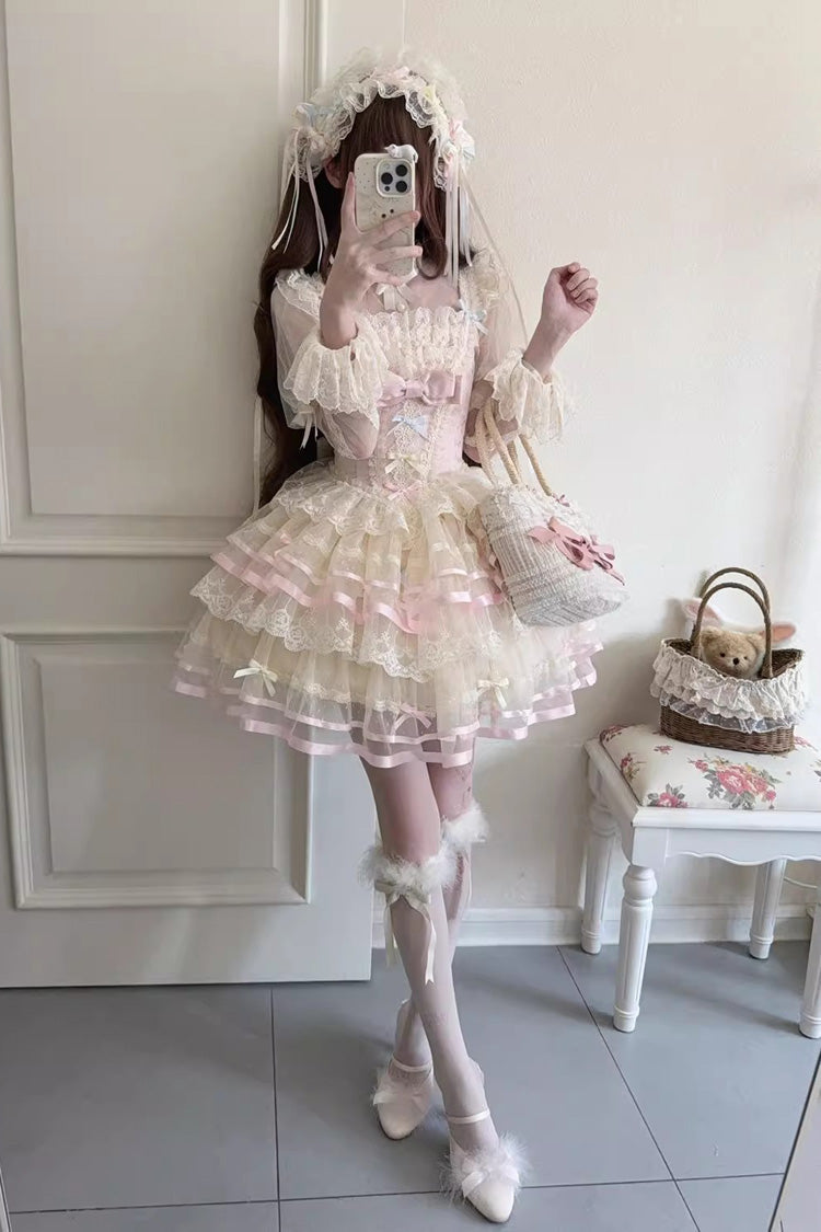 Sweet Lolita JSK - Butterfly Heart Ballet, Pink, Layered, Ballet-Inspired Style - additional product view 5