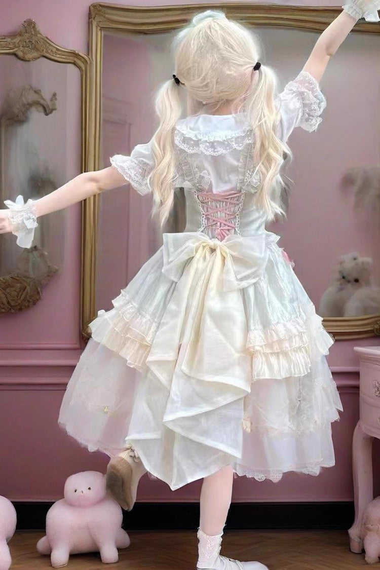 Sweet Lolita JSK - Camellia Love, Green, Ruffled, Layered, Bow Detail - additional product view 2