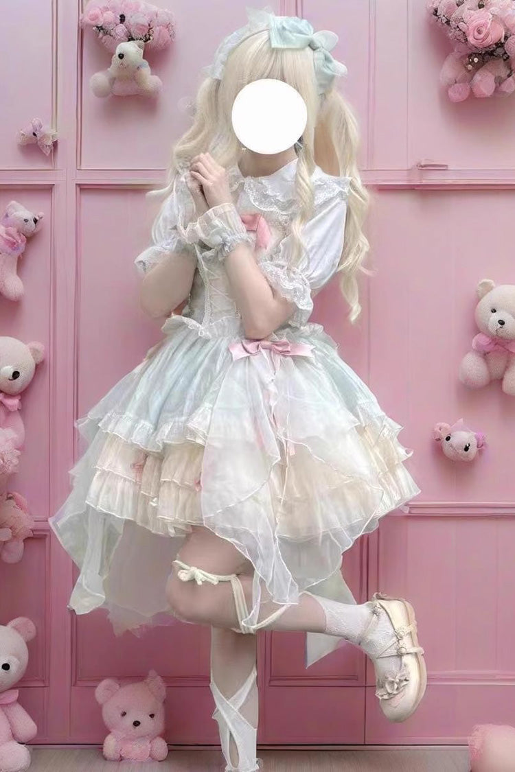 Sweet Lolita JSK - Camellia Love, Green, Ruffled, Layered, Bow Detail - additional product view 5