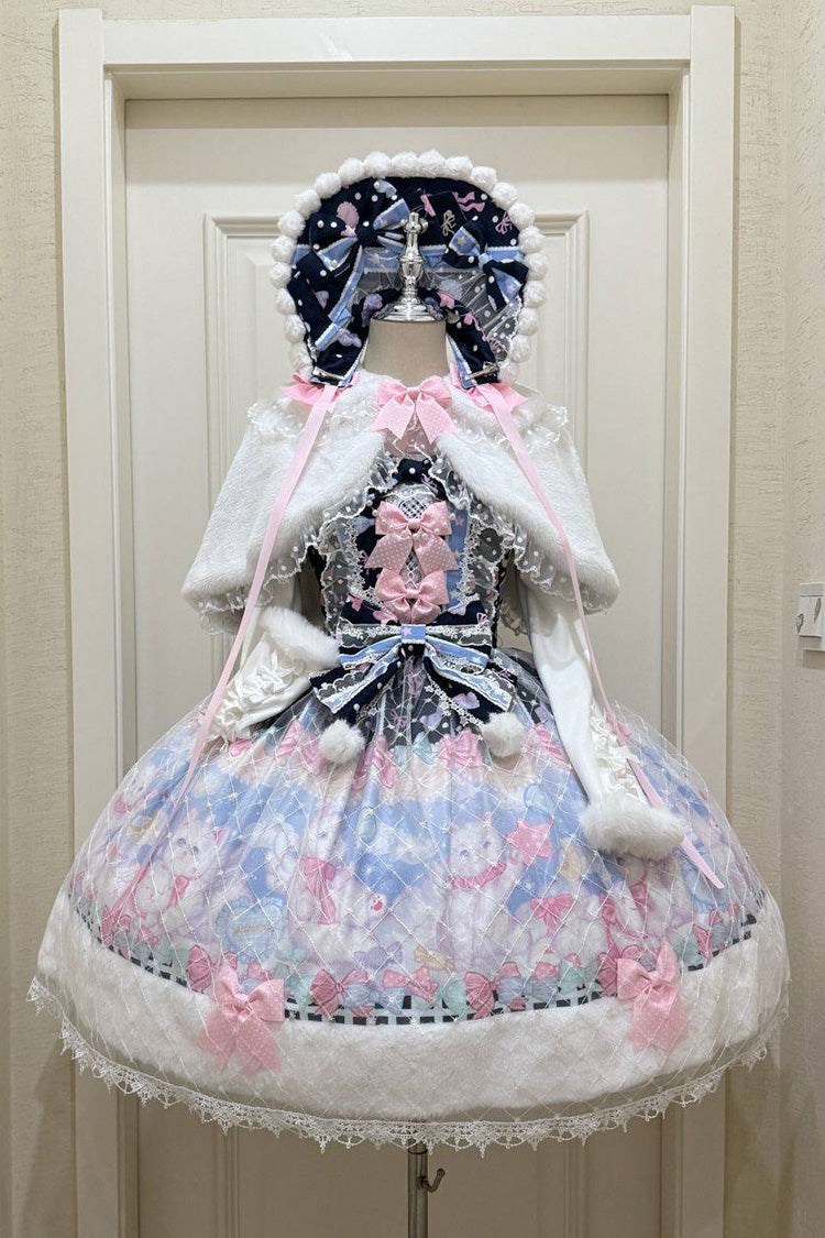 Sweet Lolita JSK - Candy Mary Cat, Blue, Lace Trim, Ruffled, Printed - additional product view 3
