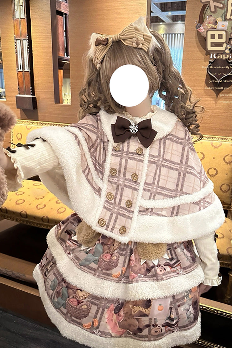 Sweet Lolita JSK - Capybara, 2 Colors, Printed, Layered - Lolita Coordinate Dress - additional product view 2