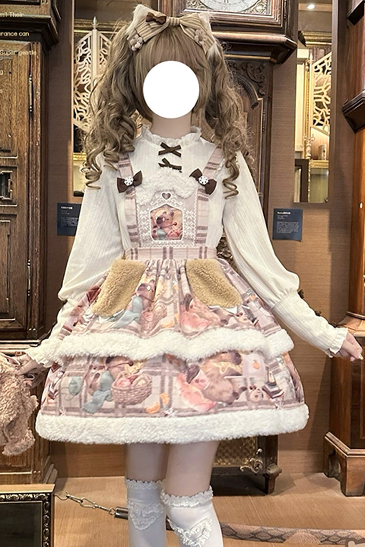 Sweet Lolita JSK - Capybara, 2 Colors, Printed, Layered - Lolita Coordinate Dress - additional product view 8