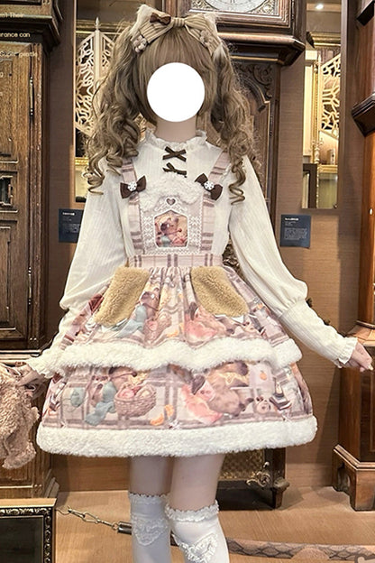 Sweet Lolita JSK - Capybara, 2 Colors, Printed, Layered - Lolita Coordinate Dress - additional product view 8