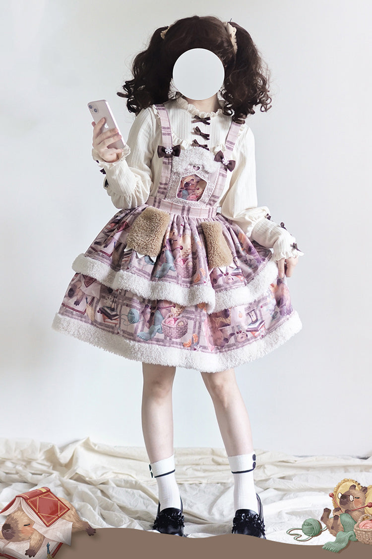 Sweet Lolita JSK - Capybara, 2 Colors, Printed, Layered - Lolita Coordinate Dress - additional product view 11