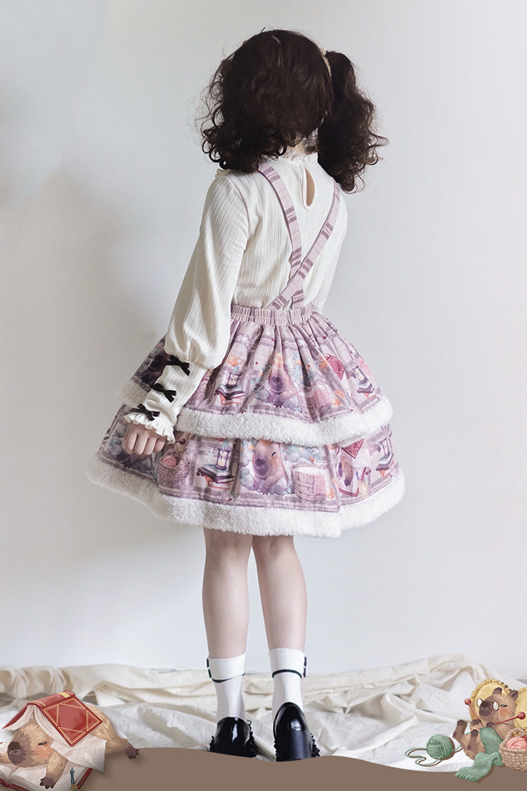 Sweet Lolita JSK - Capybara, 2 Colors, Printed, Layered - Lolita Coordinate Dress - additional product view 12