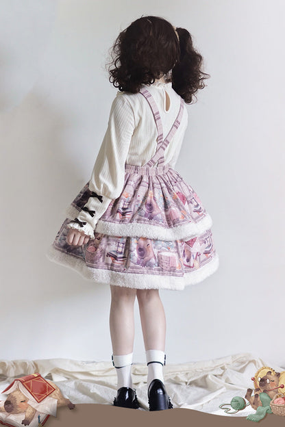 Sweet Lolita JSK - Capybara, 2 Colors, Printed, Layered - Lolita Coordinate Dress - additional product view 12
