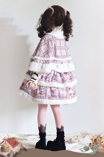 Sweet Lolita JSK - Capybara, 2 Colors, Printed, Layered - Lolita Coordinate Dress - additional product view 14