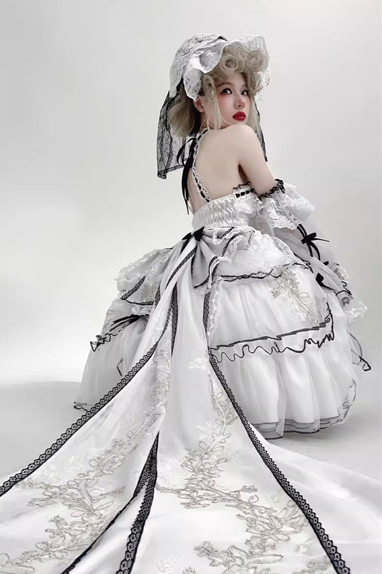 Sweet Lolita JSK - Cascade Poem, White, Plus Size, Short Length, Gothic Style - additional product view 4
