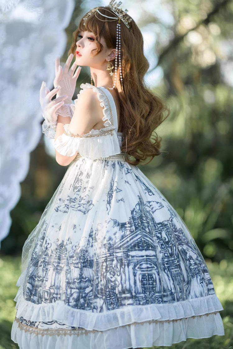 Sweet Lolita JSK - Castle Feast, White, Gothic Style, Bow Detail, Ruffled - additional product view 4
