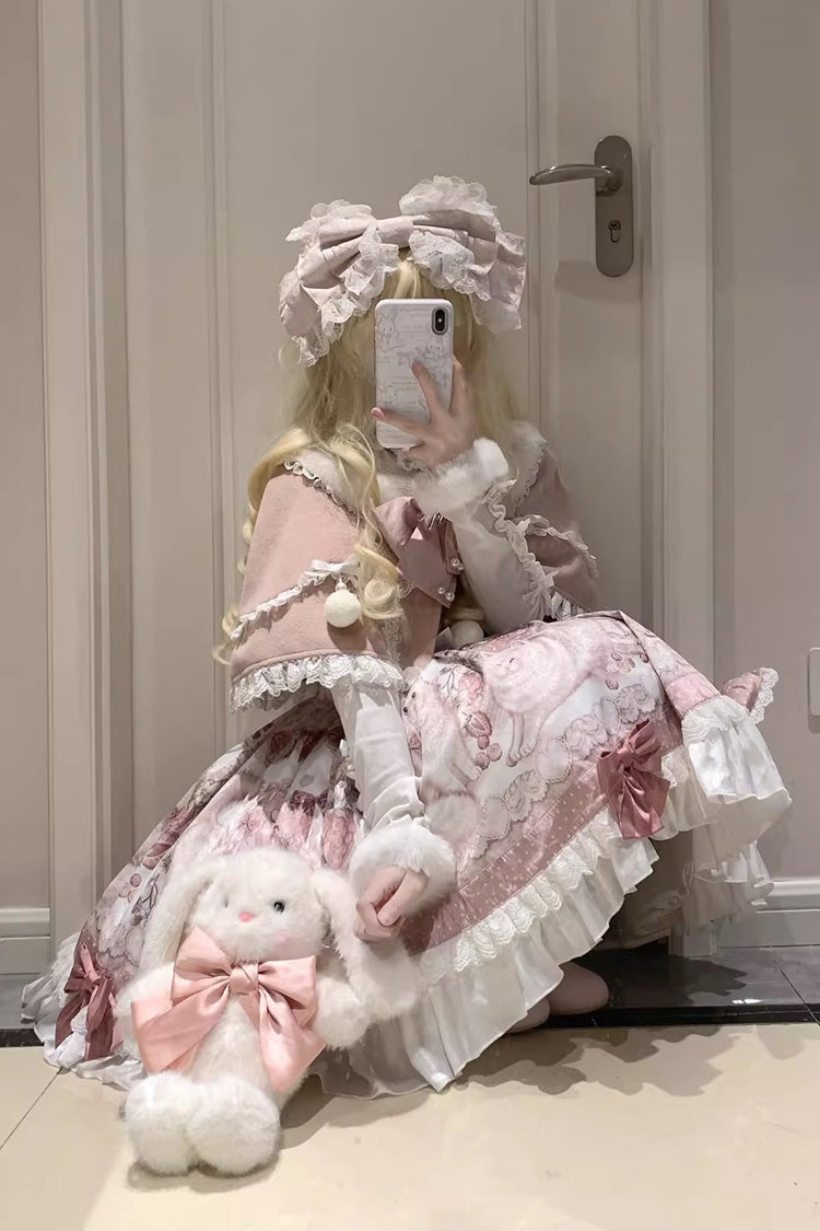 Sweet Lolita JSK - Cat Dessert House, Pink, Ruffled, Printed, Bow Detail - additional product view 2
