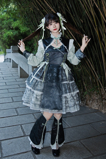 Sweet Lolita JSK - Cheongsam Ink Print Multi-layer, 2 Colors, Chinese-Inspired Style - additional product view 2