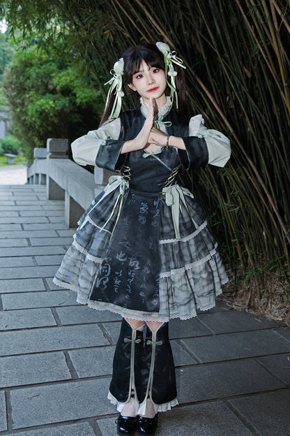 Sweet Lolita JSK - Cheongsam Ink Print Multi-layer, 2 Colors, Chinese-Inspired Style - additional product view 4