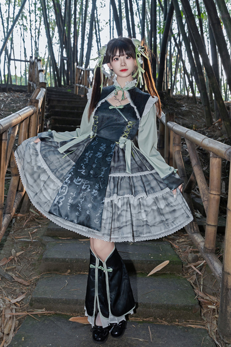 Sweet Lolita JSK - Cheongsam Ink Print Multi-layer, 2 Colors, Chinese-Inspired Style - additional product view 6