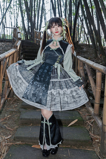 Sweet Lolita JSK - Cheongsam Ink Print Multi-layer, 2 Colors, Chinese-Inspired Style - additional product view 6