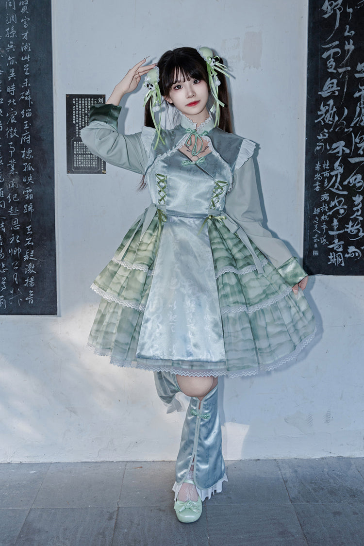 Sweet Lolita JSK - Cheongsam Ink Print Multi-layer, 2 Colors, Chinese-Inspired Style - additional product view 9
