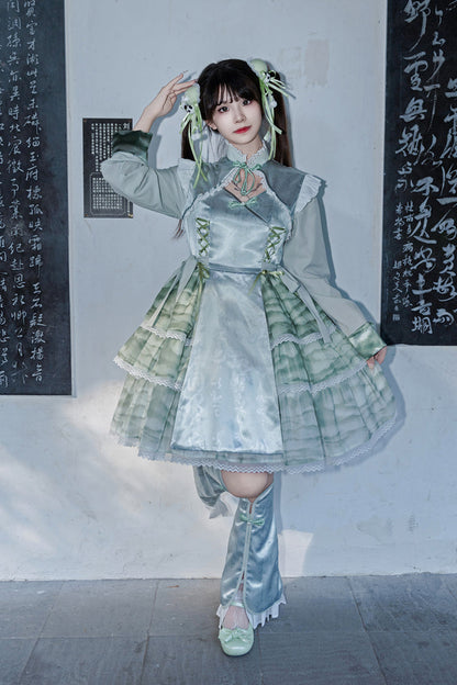 Sweet Lolita JSK - Cheongsam Ink Print Multi-layer, 2 Colors, Chinese-Inspired Style - additional product view 9