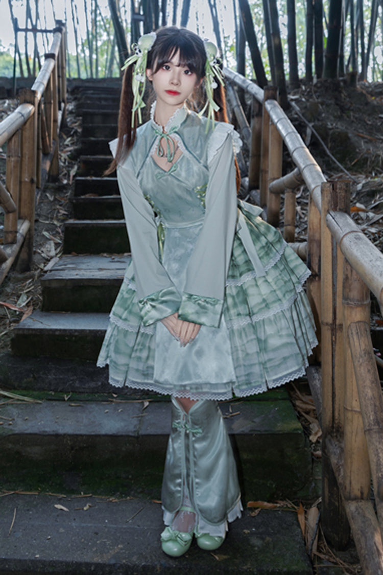 Sweet Lolita JSK - Cheongsam Ink Print Multi-layer, 2 Colors, Chinese-Inspired Style - additional product view 11