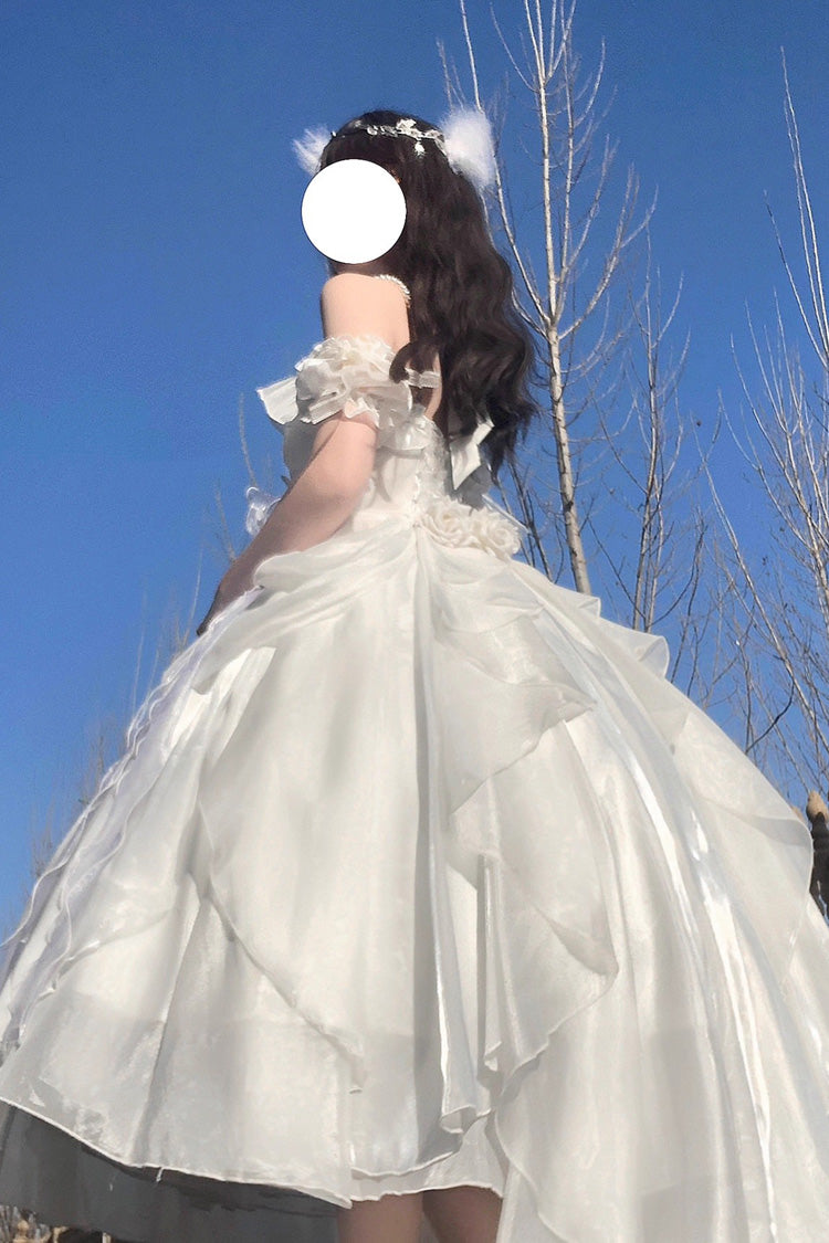 Sweet Lolita JSK - Cindy Rose, White, Ruffled, Halterneck, Bow Detail - additional product view 5