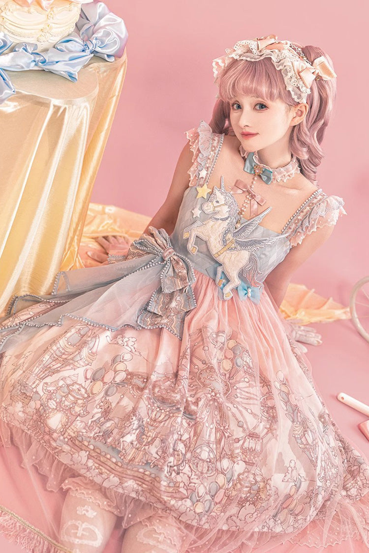 Sweet Lolita JSK - Cloud Paradise, Pink, Printed, Embroidered, Bow Detail - additional product view 5