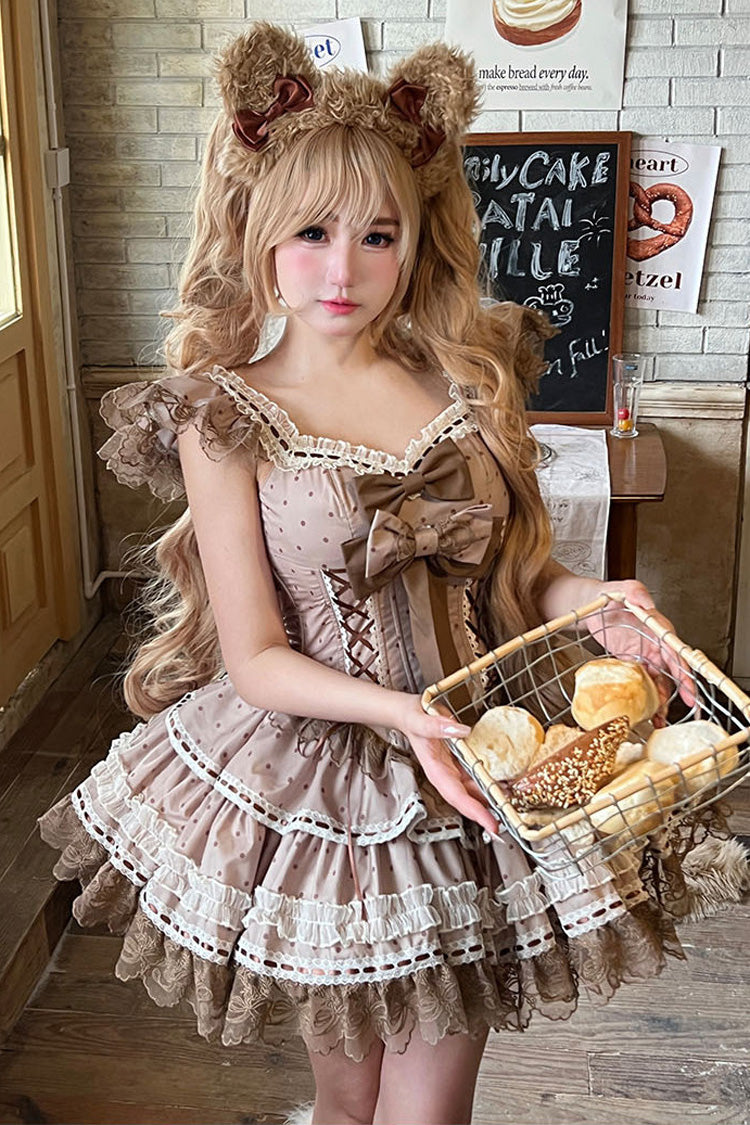 Sweet Lolita JSK - Coco Ballet, Brown, Layered, Lace-Up, Ballet-Inspired Style - additional product view 12