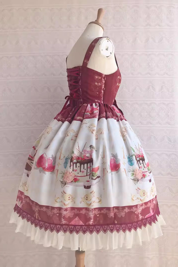 Sweet Lolita JSK - Cool Summer Dessert Print, 3 Colors, Ruffled, Printed, Bow Detail - additional product view 5