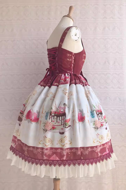 Sweet Lolita JSK - Cool Summer Dessert Print, 3 Colors, Ruffled, Printed, Bow Detail - additional product view 5