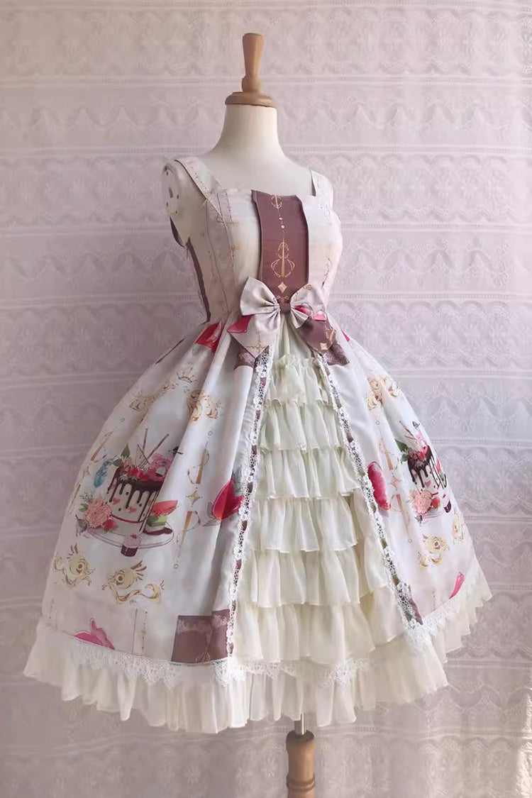 Sweet Lolita JSK - Cool Summer Dessert Print, 3 Colors, Ruffled, Printed, Bow Detail - additional product view 9