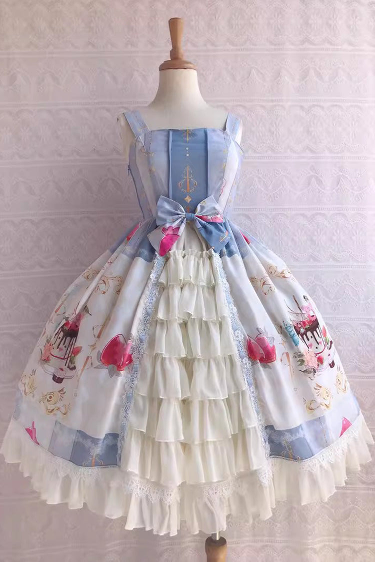 Sweet Lolita JSK - Cool Summer Dessert Print, 3 Colors, Ruffled, Printed, Bow Detail - main product image