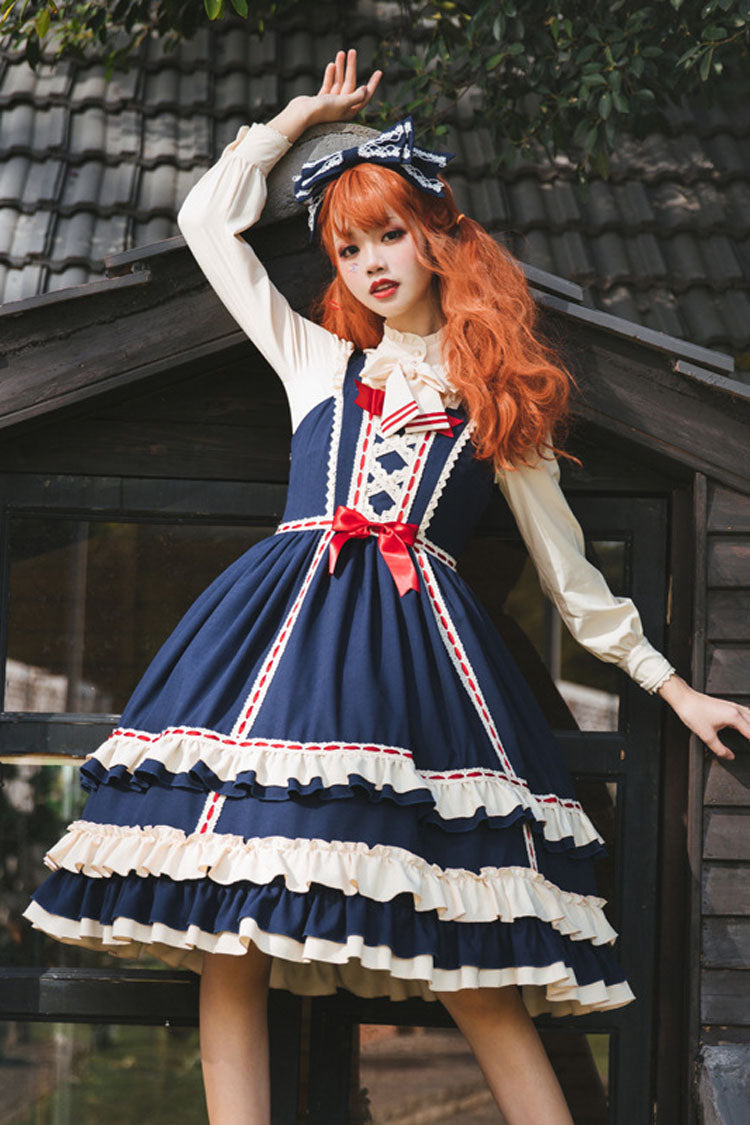 Sweet Lolita JSK - Court Style High Waisted, 2 Colors, High Waist, Bow Detail, Ruffled - additional product view 5