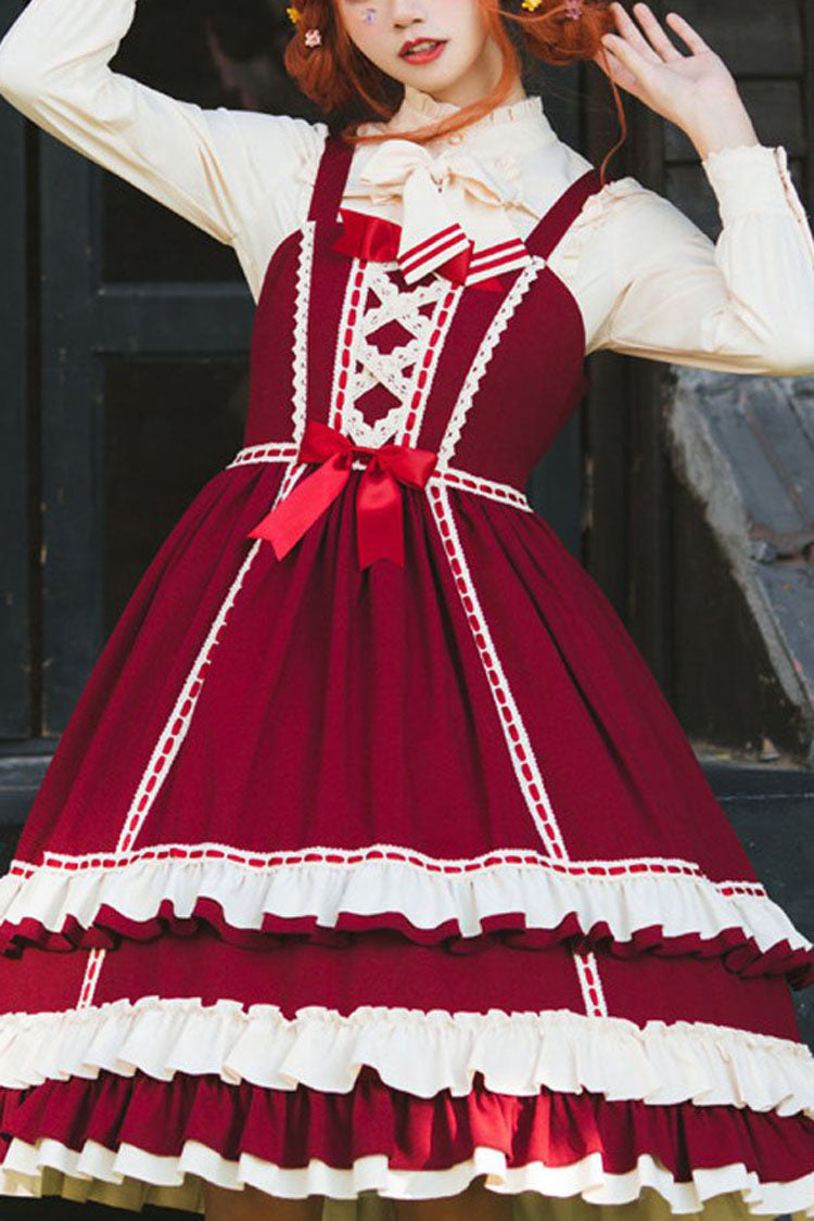 Sweet Lolita JSK - Court Style High Waisted, 2 Colors, High Waist, Bow Detail, Ruffled - main product image