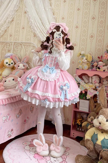 Sweet Lolita JSK - Cute Party Multi-layer Ruffle, 2 Colors, Ruffled, Bow Detail - additional product view 2