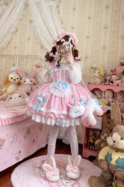 Sweet Lolita JSK - Cute Party Multi-layer Ruffle, 2 Colors, Ruffled, Bow Detail - additional product view 3