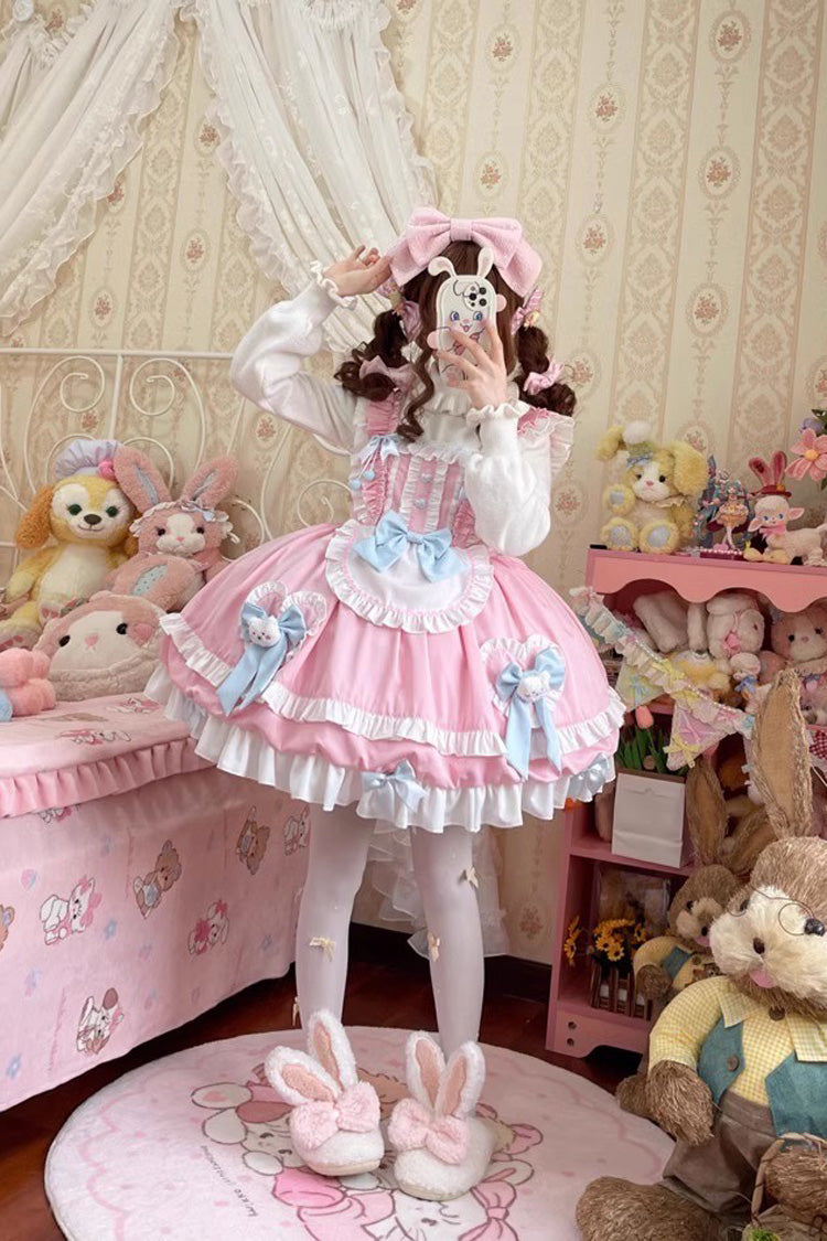 Sweet Lolita JSK - Cute Party Multi-layer Ruffle, 2 Colors, Ruffled, Bow Detail - additional product view 4