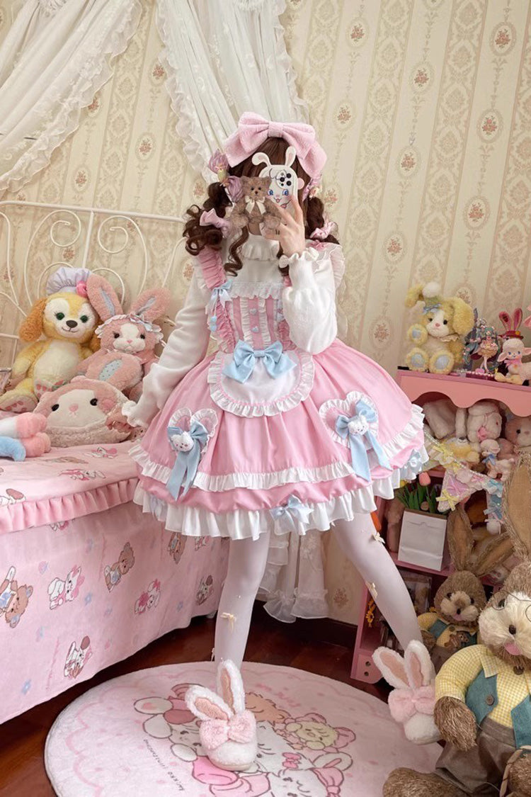 Sweet Lolita JSK - Cute Party Multi-layer Ruffle, 2 Colors, Ruffled, Bow Detail - additional product view 5