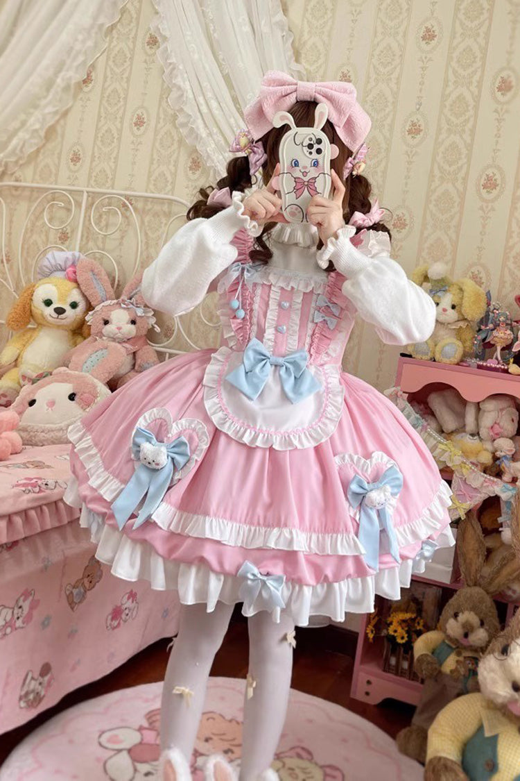 Sweet Lolita JSK - Cute Party Multi-layer Ruffle, 2 Colors, Ruffled, Bow Detail - main product image